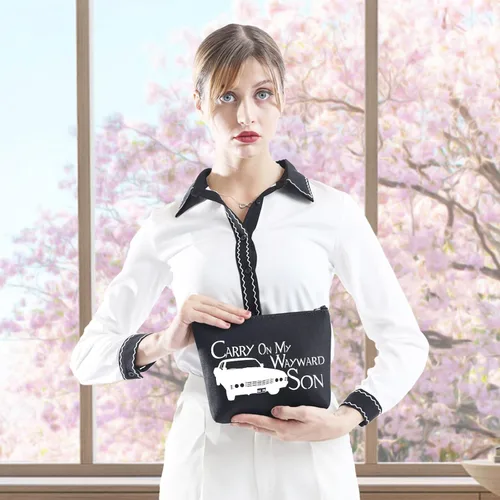 Miniatura 4 de Bolsa de maquillaje inspirada en programas de televisión Carry On My Wayward Hijo, para fanáticos y amigos, regalo, Carry On Negro