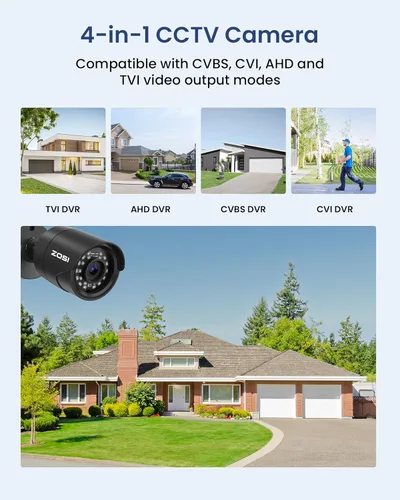 Miniatura 4 de ZOSI Cámara de Seguridad para el Hogar HD de 2MP 1080p para Exteriores e Interiores (Híbrida 4 en 1 HD-CVI/TVI/AHD/960H CVBS Analógica), Cámara