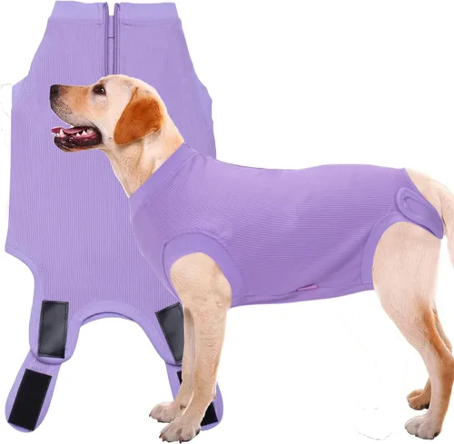 Miniatura 33 de Traje de Recuperación Wabdhaly para Perros, Traje de Cone de Perro con Cremallera Alternativa para Cirugía de Esterilización Femenina, Traje