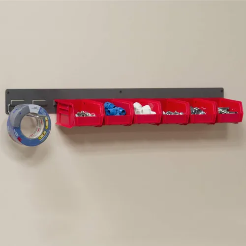 Miniatura 2 de Akro-Mils 30632 - Riel de almacenamiento de acero con listones de acero para almacenamiento de pared resistente para AkroBins, 32 pulgadas de ancho