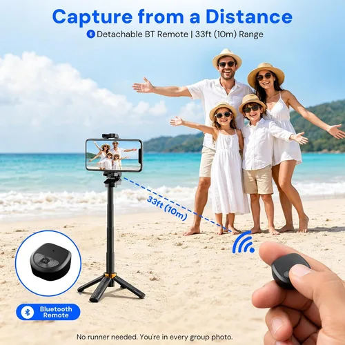 Miniatura 4 de Mini Selfie Stick Tripod, 4" Pocket-Sized Selfie Stick with Bluetooth Remote, 4-Leg Reinforced Stand, 360° Rotation, 3.8 oz Lightweight for