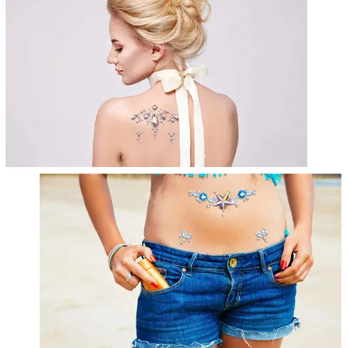 Miniatura 5 de SIQUK 12 juegos de joyas de cara de sirena, diamantes de imitación, tatuajes temporales, lágrimas de cristal, piedras preciosas para carrera