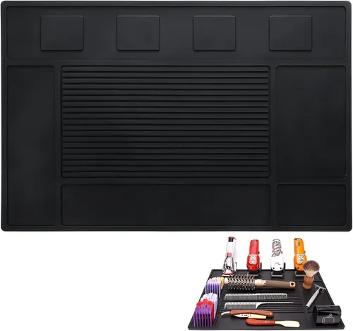 yeesport Tapete organizador de herramientas de peluquería, almohadilla de silicona flexible para herramientas de peluquería, almohadilla magnética