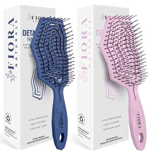 Fiora Naturals Cepillo desenredante para el cabello, 100% biológico, cepillo desenredante con cerdas ultrasuaves, se desliza a través de los enredos