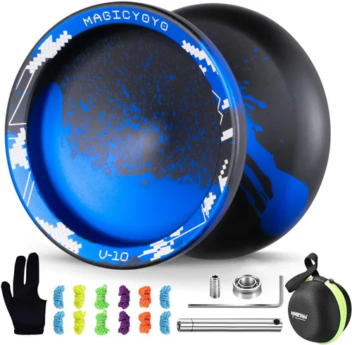 Miniatura 12 de MAGICYOYO V10 Yoyo de dedo giratorio profesional de metal Yoyo de doble propósito sensible y no sensible con estuche de almacenamiento + guante