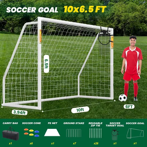 Miniatura 3 de NAIZEA Soccer Goal - 12x6/10x6/8x6/6x4FT Soccer Goals for Backyard, Portable & Weatherproof HPVC Soccers Goal w/Soccer Net Durable Post for Adults &