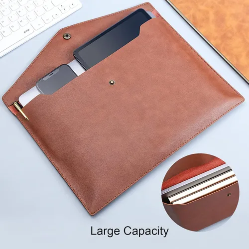 Miniatura 5 de VANRA Carpetas de archivo de piel sintética A4, soporte para documentos, sobre impermeable, organizador de archivos para tamaño carta con cierre