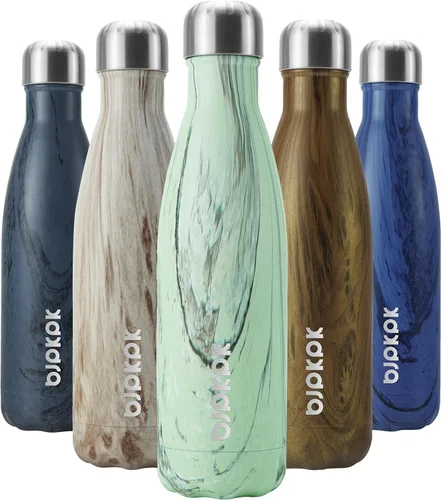 Miniatura 30 de BJPKPK Botella de Agua Aislada 17oz Botellas de Agua de Acero Inoxidable Apta para Lavavajillas Metal Térmica Mantiene Frío y Caliente, Gris Niebla
