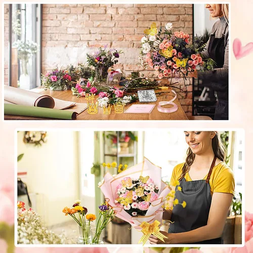 Miniatura 7 de Juego de 338 piezas de papel de regalo de ramo de flores, papel de regalo floral impermeable, suministros de ramo de floristería con coronas