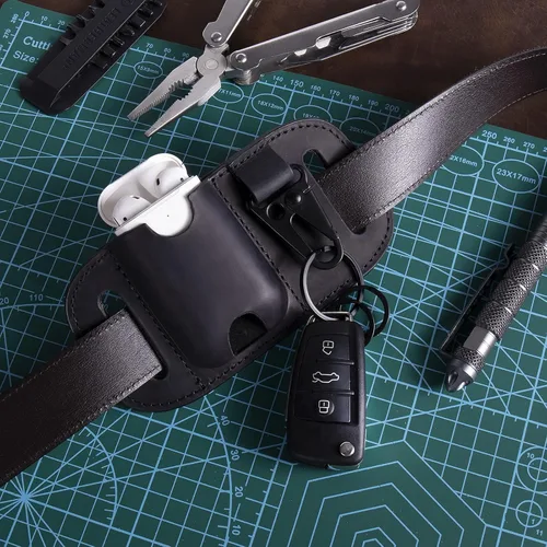 Miniatura 9 de Gentlestache Funda de cuero para Zippo, Funda de cuero Zippo, Funda de cuero para AirPods, Bolsa más ligera para cinturón Negro