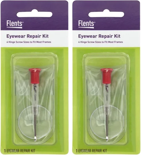 Flents Kit de herramientas de reparación de lentes con destornillador pequeño, tornillos para gafas, lupa y bolsa de almacenamiento, kit de