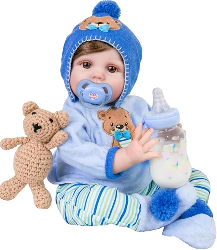 Miniatura 12 de Aori Muñecas de bebé recién nacidas realistas de 22 pulgadas con cuerpo suave y con peso y trajes de cebra, juego de regalo para niños de 3 años