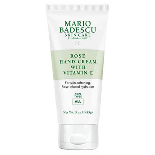 Mario Badescu Crema de manos Rose con vitamina E para hombres y mujeres, no grasosa, ligera y de rápida absorción para manos secas y agrietadas,
