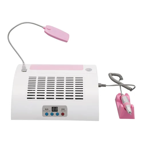 Lámpara de uñas 5 en 1, con colector de polvo de uñas, máquina eléctrica multifuncional para taladro de uñas, almohada de reposo de manos, lámpara