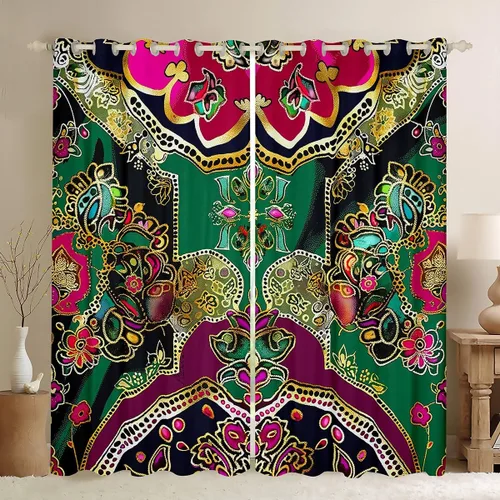Miniatura 13 de Cortinas y cortinas de damasco turquesa para adultos, cortinas opacas barrocas victorianas antiguas, 2 paneles de 38 pulgadas de ancho x 54 pulgadas