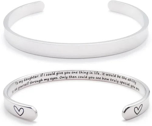Miniatura 89 de Pulseras inspiradoras para mujer, joyería de acero inoxidable, con refranes, pulsera motivacional con mensaje oculto, pulseras grabadas para mejor