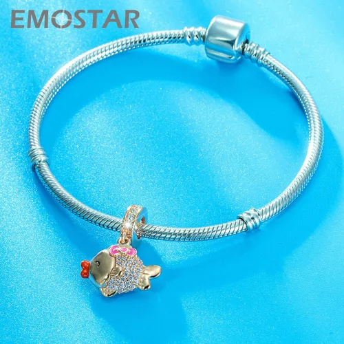 Miniatura 3 de Los dijes del océano marino se adaptan a la pulsera europea de animales de verano delfines madresniños tortuga sobre cuentas de vidrio azul pez
