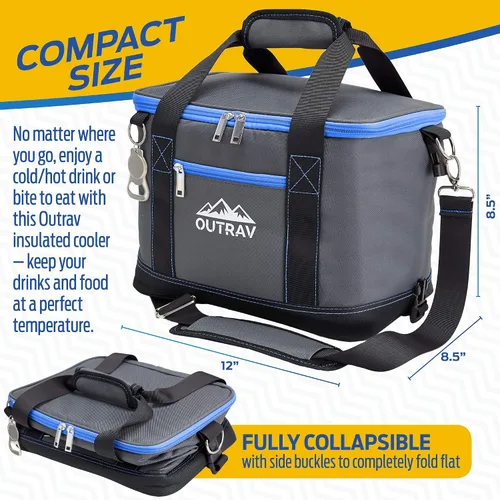 Miniatura 4 de Bolsa térmica plegable aislada – Bolsa térmica de almuerzo de 6 litros con abridor de botellas, capacidad para 16 latas, perfecta para camping