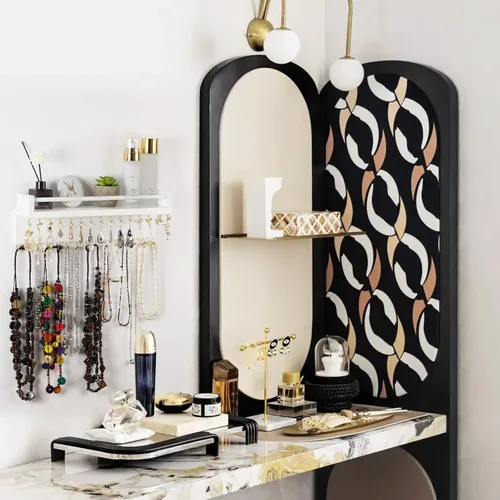 Miniatura 7 de Zhithink Organizador de joyas colgante para collares, ganchos de joyería con 30 ganchos, organizador de joyas montado en la pared para collares