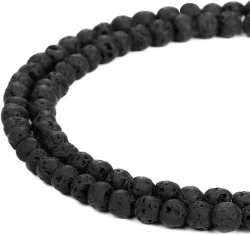 Miniatura 53 de Cuentas de ónix negro BEADNOVA con cuentas de cristal natural, piedras preciosas, redondas, sueltas, curativas de energía con cordón elástico de 01)