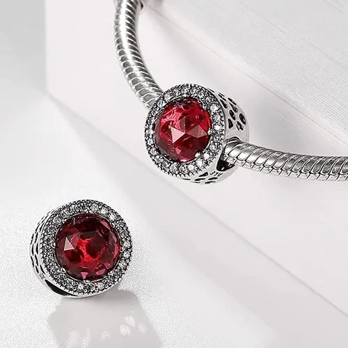 Miniatura 2 de LNQOBU Dijes de cristal de Murano para pulsera de plata de ley 925, dije redondo en forma de corazón para pulseras y collares de mujer