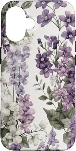Miniatura 31 de Funda para iPhone XR White Violet Purple Lavender Lilac Floral con flores botánicas