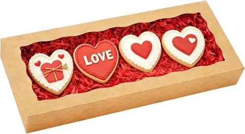 Miniatura 10 de 5 cajas de galletas marrones de 12 x 5 x 1.5 pulgadas, cajas de panadería con ventana, caja de chocolate y fresas para recuerdos de boda, regalos