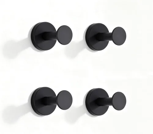 Miniatura 11 de NEWRAIN Ganchos para toallas de baño, paquete de 2 toalleros para pared de baño, puerta de armario, cocina, dormitorio, hotel, diseño moderno y sin