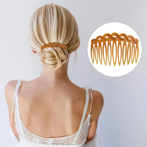 Miniatura 4 de RETON 28 pinzas para el cabello y peines de plástico antideslizantes para cabello grueso o fino de mujer (negro, café, transparente)