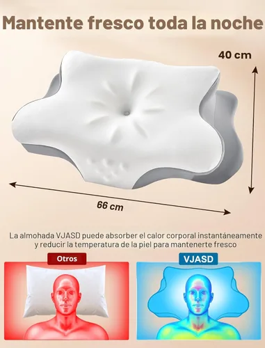 Miniatura 6 de Almohada cervical para el cuello para aliviar el dolor, almohada ergonómica de espuma viscoelástica para dormir de lado con contorno, almohada