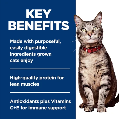 Miniatura 5 de Hill's Science Diet Adulto 1-6, Nutrición Premium para Adultos 1-6, Comida Húmeda para Gatos, Carne de Res Picada, Lata de 2.9 oz, Caja de 24