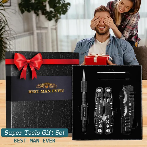 Miniatura 2 de Juego de regalo multiherramienta para hombres, para papá, él, kit de supervivencia EDC 3 en 1 con alicates múltiples 14 en 1, cuchillo de bolsillo