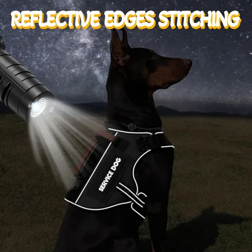 Miniatura 4 de Chaleco para perro de servicio - HEYCAHVA Arnés táctico para perro con hebillas metálicas completas para perros grandes y medianos, chaleco Negro