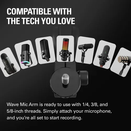 Miniatura 3 de Brazo Micrófono Elgato Wave – Brazo de Pluma de Estudio para Transmisión y Podcasting, con Canales para Cables, Abrazadera de Escritorio, Extensión