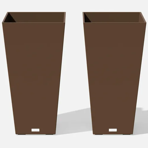 Miniatura 20 de Veradek V-Resin - Macetero cónico para interiores y exteriores, paquete de 2 (26 pulgadas, gris)