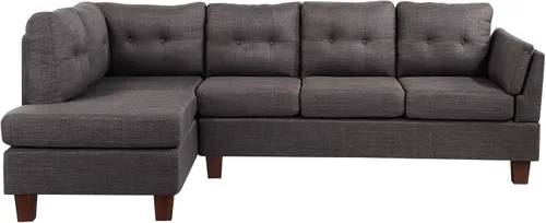 Miniatura 3 de Lilola Home Dalia - Sofá seccional moderno de lino gris oscuro de 97 pulgadas de ancho con diván orientado a la izquierda