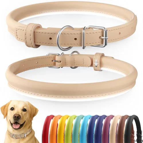 Miniatura 46 de CollarDirect Collar de perro con tachuelas, collares de cuero para mascotas para perros pequeños, medianos y grandes, acolchado suave, marrón, negro