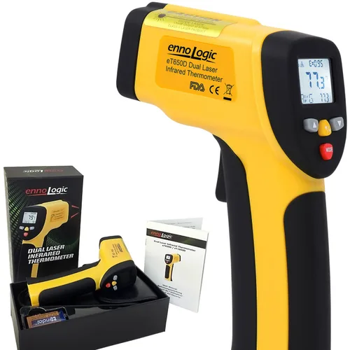 Pistola de temperatura (no para temperatura corporal) – Termómetro infrarrojo láser dual preciso de alta temperatura -58°F a 1922°F – Termómetro