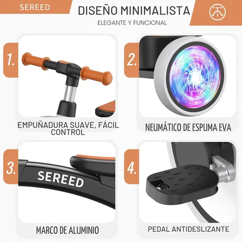 Miniatura 3 de SEREED Triciclo para niños con iluminación colorida para niños de 2 a 5 años, triciclo con asiento y manillar ajustables, cesta extraíble, idea