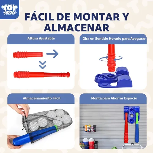 Miniatura 4 de TOY Life Juego de Tball para Niños de 3-5 y 5-8 Tball para Niños de 5-8 Bat de Tee para Niños Pequeños Set de Bate de Béisbol para Niños de 3-5