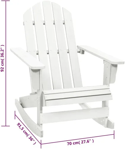 Miniatura 2 de vidaXL Adirondack - Silla mecedora para porche con respaldo alto, silla de patio al aire libre para jardín, césped, porche, terraza, color blanco