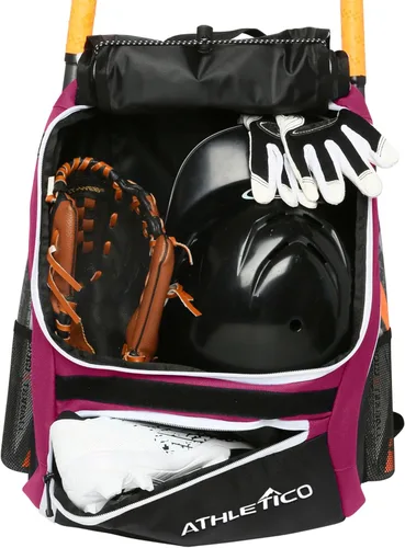 Miniatura 12 de Athletico - Mochila para bate de béisbol, mochila para equipamiento y accesorios de béisbol, T-Ball y sóftbol para jóvenes y adultos Para guardar