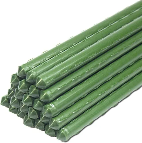 Estacas de metal resistentes para plantas de jardín de 4 pies, varillas de acero recubierto de plástico, paquete de 25