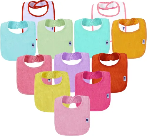 Miniatura 9 de SPINFOX Baberos impermeables para niñas, niños, babero unisex de algodón sólido de punto para bebés