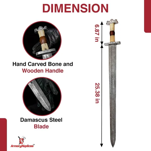 Miniatura 2 de Armory Replicas™ Colección de espadas de acero de Damasco vikingo y anglosajón de espada completa