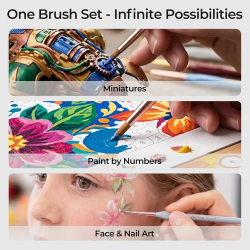 Miniatura 7 de Nicpro Juego de 10 piezas de pinceles de pintura con detalles microfinos, juego de pinceles pequeños estéticos en colores pastel de punta fina