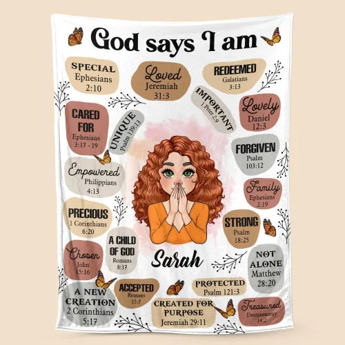 Manta personalizada con texto en inglés "God Says I Am Meaneful", regalos inspiradores, afirmación diaria de pensamiento positivo, regalos de salud