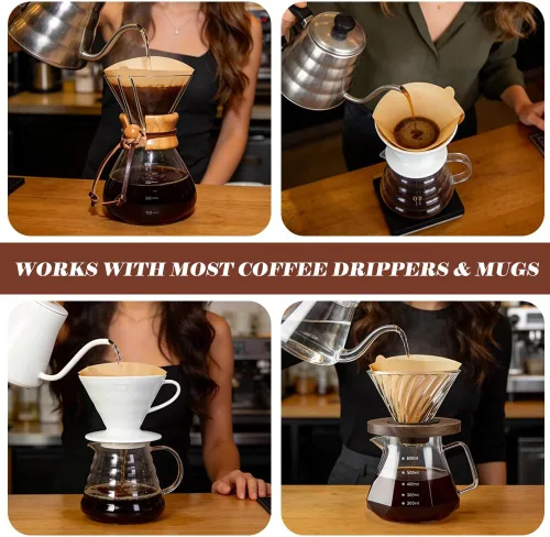 Miniatura 6 de YQL 400 filtros de café, papel de filtro de cono marrón natural tamaño 02 compatible con máquinas de goteo y cafeteras para verter sobre cafeteras