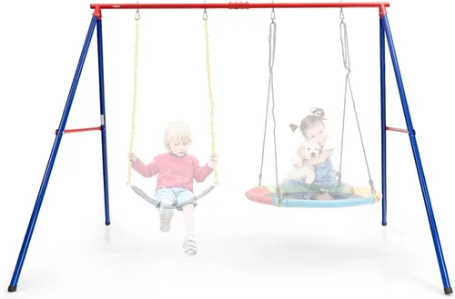Miniatura 8 de INFANS Soporte para columpio, marco de columpio de metal resistente de 550 libras, soporte para columpio extragrande con estructura en A para niños