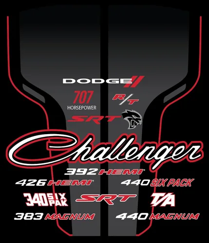 Miniatura 5 de Mens Dodge Challenger playera con la exclusiva Bandera Americana Pegatina